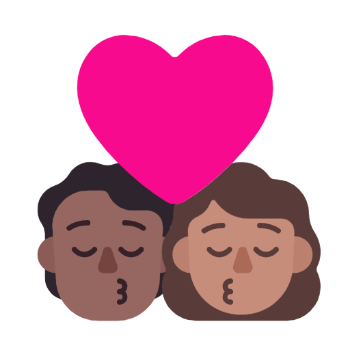 Emoji 🧑🏾‍❤️‍💋‍👩🏽 Bacio Tra Coppia: persona, Donna, Carnagione Abbastanza Scura, Carnagione Olivastra su Microsoft Windows 11 23H2.