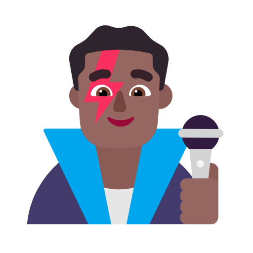 👨🏾‍🎤 Emoji Cantante Hombre: Tono De Piel Oscuro Medio en Microsoft Windows 11 23H2.