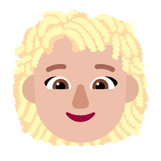 Émoji 👩🏼‍🦱 Femme : Peau Moyennement Claire Et Cheveux Bouclés sur Microsoft Windows 11 23H2.