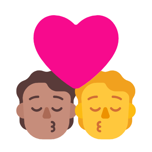 Emoji 🧑🏽‍❤️‍💋‍🧑 Bacio Tra Coppia: persona, persona, Carnagione Olivastra, Nessun tono della pelle su Microsoft Windows 11 23H2.