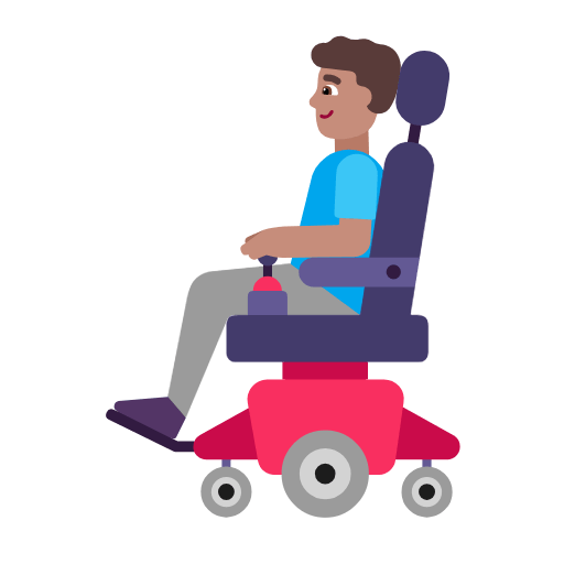 Mann in elektrischem Rollstuhl: mittlere Hautfarbe Microsoft Windows 11 23H2.