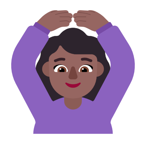 🙆🏾‍♀️ Emoji Frau mit Händen auf dem Kopf: mitteldunkle Hautfarbe Microsoft Windows 11 23H2.