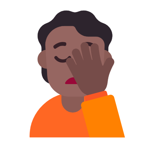 🤦🏾 Emoji sich an den Kopf fassende Person: mitteldunkle Hautfarbe Microsoft Windows 11 23H2.