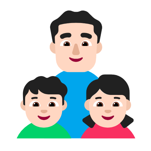 👨🏻‍👦🏻‍👧🏻 Emoji Família - Homem, Menino, Menina: Pele Clara na Microsoft Windows 11 23H2.