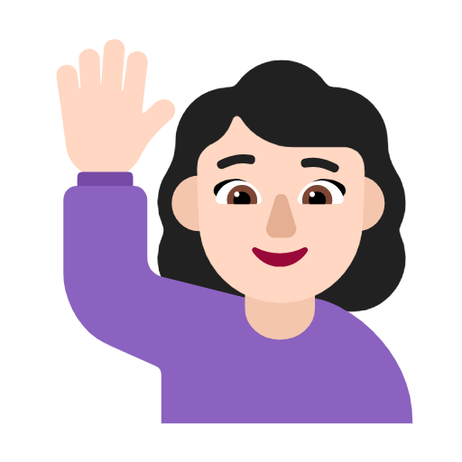 🙋🏻‍♀️ Emoji Mulher Levantando A Mão: Pele Clara na Microsoft Windows 11 23H2.