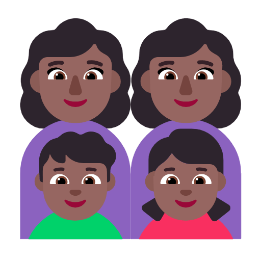 👩🏾‍👩🏾‍👦🏾‍👧🏾 Emoji Familia - Mujer, Mujer, Niño, Niña: Tono De Piel Oscuro Medio en Microsoft Windows 11 23H2.