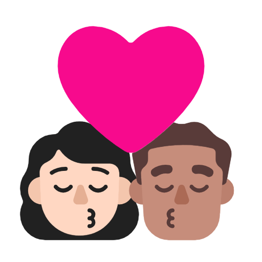 Emoji 👩🏻‍❤️‍💋‍👨🏽 Bacio Tra Coppia - Donna: Carnagione Abbastanza Chiara, Uomo: Carnagione Olivastra su Microsoft Windows 11 23H2.