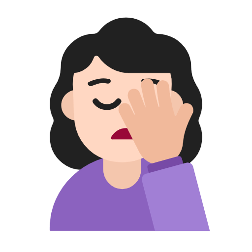Emoji 🤦🏻‍♀️ Donna Esasperata: Carnagione Chiara su Microsoft Windows 11 23H2.