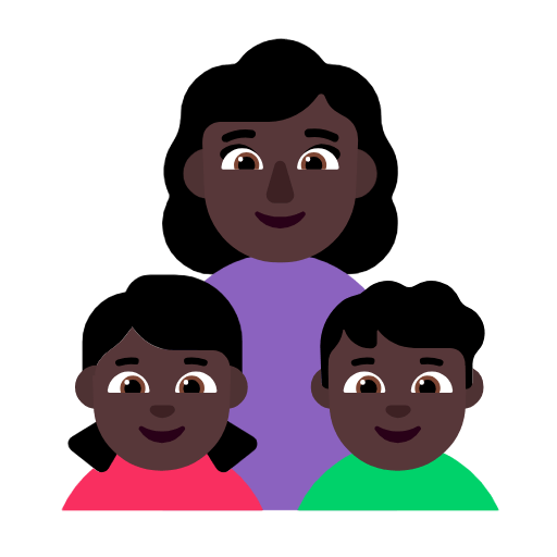 👩🏿‍👧🏿‍👦🏿 Emoji Família - Mulher, Menina, Menino: Pele Escura na Microsoft Windows 11 23H2.