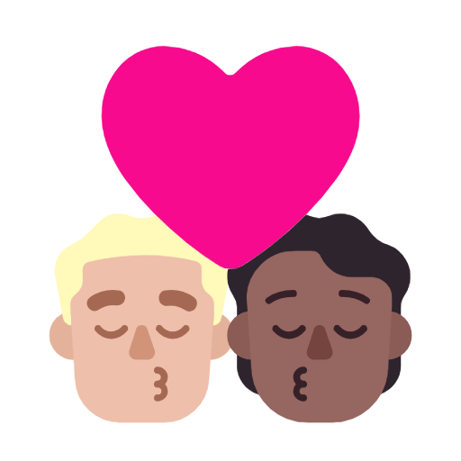 👨🏼‍❤️‍💋‍🧑🏾 Emoji sich küssendes Paar: Mannn, Person, mittelhelle Hautfarbe, mitteldunkle Hautfarbe Microsoft Windows 11 23H2.