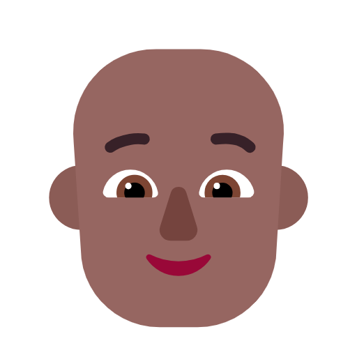 🧑🏾‍🦲 Emoji Erwachsener: mitteldunkle Hautfarbe, Glatze Microsoft Windows 11 23H2.