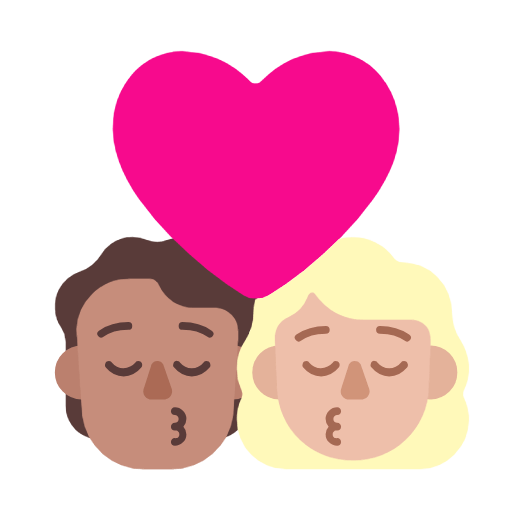 Emoji 🧑🏽‍❤️‍💋‍👩🏼 Bacio Tra Coppia: persona, Donna, Carnagione Olivastra, Carnagione Abbastanza Chiara su Microsoft Windows 11 23H2.