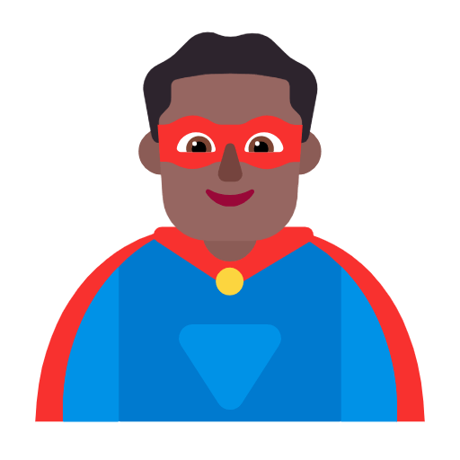 Emoji 🦸🏾‍♂️ Supereroe Uomo: Carnagione Abbastanza Scura su Microsoft Windows 11 23H2.