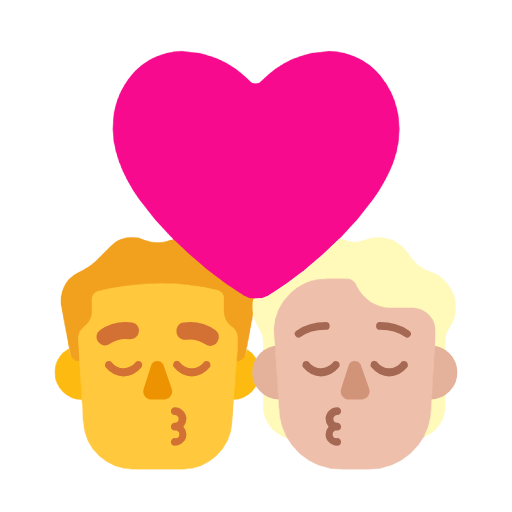 Emoji 👨‍❤️‍💋‍🧑🏼 Bacio Tra Coppia: uomo, persona, Nessun tono della pelle, Carnagione Abbastanza Chiara su Microsoft Windows 11 23H2.