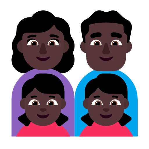 👩🏿‍👨🏿‍👧🏿‍👧🏿 Emoji Família - Mulher, Homem, Menina, Menina: Pele Escura na Microsoft Windows 11 23H2.