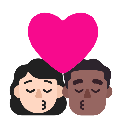 Emoji 👩🏻‍❤️‍💋‍👨🏾 Bacio Tra Coppia - Donna: Carnagione Chiara, Uomo: Carnagione Abbastanza Scura su Microsoft Windows 11 23H2.