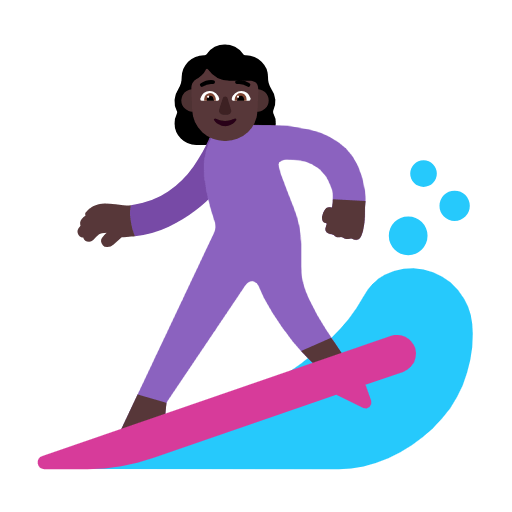 Emoji 🏄🏿‍♀️ Surfista Donna: Carnagione Scura su Microsoft Windows 11 23H2.