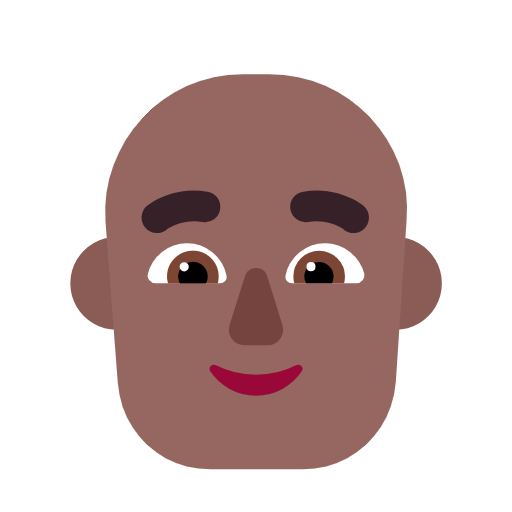 Emoji 👨🏾‍🦲 Uomo: Carnagione Abbastanza Scura E Calvo su Microsoft Windows 11 23H2.