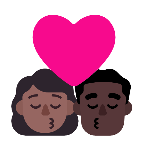 👩🏾‍❤️‍💋‍👨🏿 Emoji sich küssendes Paar - Frau: mitteldunkle Hautfarbe, Mann: dunkle Hautfarbe Microsoft Windows 11 23H2.
