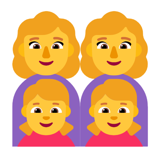 Émoji 👩‍👩‍👧‍👧 Famille : Femme, Femme, Fille Et Fille sur Microsoft Windows 11 23H2.
