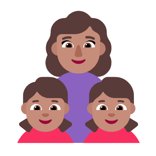 Emoji 👩🏽‍👧🏽‍👧🏽 Famiglia - Donna, Bambina, Bambina: Carnagione Olivastra su Microsoft Windows 11 23H2.