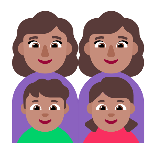 👩🏽‍👩🏽‍👦🏽‍👧🏽 Emoji Familia - Mujer, Mujer, Niño, Niña: Tono De Piel Medio en Microsoft Windows 11 23H2.