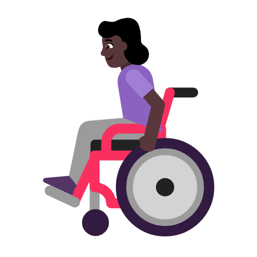 👩🏿‍🦽 Emoji Frau in manuellem Rollstuhl: dunkle Hautfarbe Microsoft Windows 11 23H2.