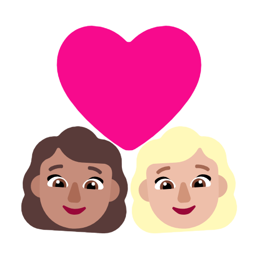 Emoji 👩🏽‍❤️‍👩🏼 Coppia Con Cuore - Donna: Carnagione Olivastra, Donna: Carnagione Abbastanza Chiara su Microsoft Windows 11 23H2.