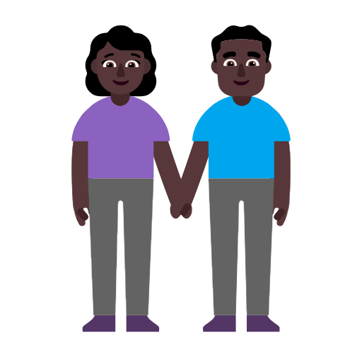 👫🏿 Emoji Mann und Frau halten Hände: dunkle Hautfarbe Microsoft Windows 11 23H2.