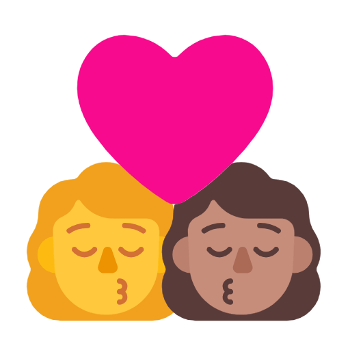 👩‍❤️‍💋‍👩🏽 Emoji sich küssendes Paar - Frau, Frau: mittlere Hautfarbe Microsoft Windows 11 23H2.