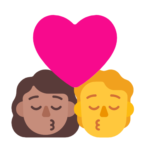 Emoji 👩🏽‍❤️‍💋‍🧑 Bacio Tra Coppia: Donna, persona, Carnagione Olivastra, Nessun tono della pelle su Microsoft Windows 11 23H2.