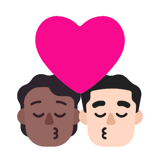 🧑🏾‍❤️‍💋‍👨🏻 Emoji sich küssendes Paar: Person, Mannn, mitteldunkle Hautfarbe, helle Hautfarbe Microsoft Windows 11 23H2.