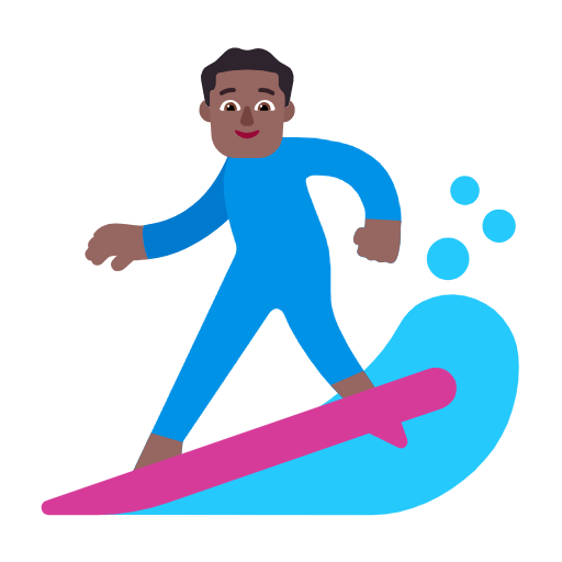 Emoji 🏄🏾‍♂️ Surfista Uomo: Carnagione Abbastanza Scura su Microsoft Windows 11 23H2.