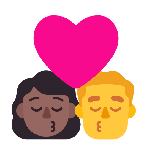 👩🏾‍❤️‍💋‍👨 Emoji sich küssendes Paar - Frau: mitteldunkle Hautfarbe, Hombre Microsoft Windows 11 23H2.