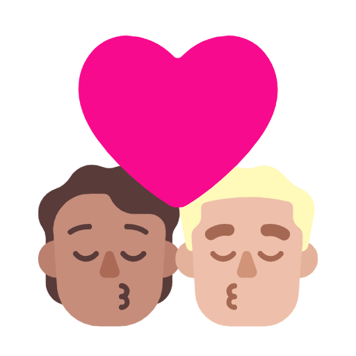Emoji 🧑🏽‍❤️‍💋‍👨🏼 Bacio Tra Coppia: persona, uomo, Carnagione Olivastra, Carnagione Abbastanza Chiara su Microsoft Windows 11 23H2.
