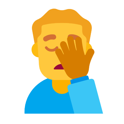 Emoji 🤦‍♂️ Uomo Esasperato su Microsoft Windows 11 23H2.