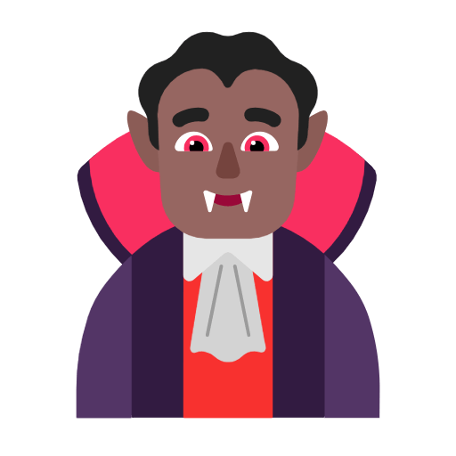 🧛🏾‍♂️ Emoji Vampiro Hombre: Tono De Piel Oscuro Medio en Microsoft Windows 11 23H2.