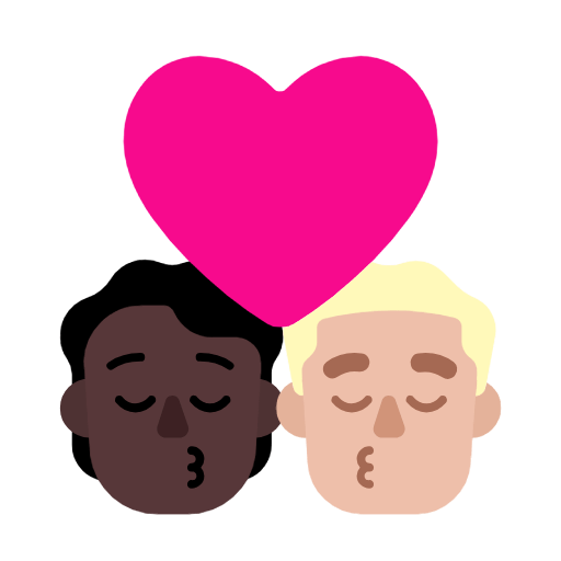 🧑🏿‍❤️‍💋‍👨🏼 Emoji sich küssendes Paar: Person, Mannn, dunkle Hautfarbe, mittelhelle Hautfarbe Microsoft Windows 11 23H2.