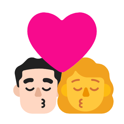 Emoji 👨🏻‍❤️‍💋‍👩 Bacio Tra Coppia - Uomo: Carnagione Chiara, Donna su Microsoft Windows 11 23H2.