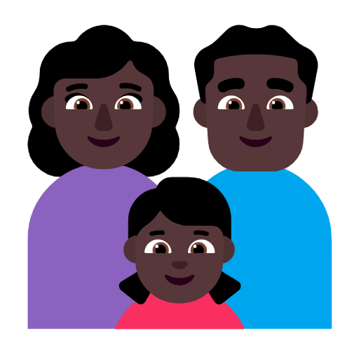 👩🏿‍👨🏿‍👧🏿 Emoji Familie - Frau, Mann, Mädchen: dunkle Hautfarbe Microsoft Windows 11 23H2.