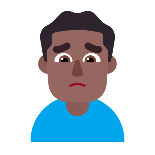 Emoji 🙍🏾‍♂️ Uomo Corrucciato: Carnagione Abbastanza Scura su Microsoft Windows 11 23H2.