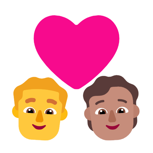 👨‍❤️‍🧑🏽 Emoji Liebespaar: Mannn, Person, Kein Hautton, mittlere Hautfarbe Microsoft Windows 11 23H2.