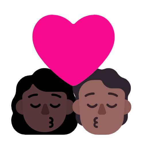 👩🏿‍❤️‍💋‍🧑🏾 Emoji sich küssendes Paar: Frau, Person, dunkle Hautfarbe, mitteldunkle Hautfarbe Microsoft Windows 11 23H2.
