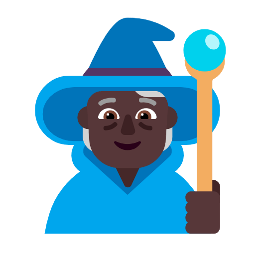🧙🏿 Emoji Magier(in): dunkle Hautfarbe Microsoft Windows 11 23H2.