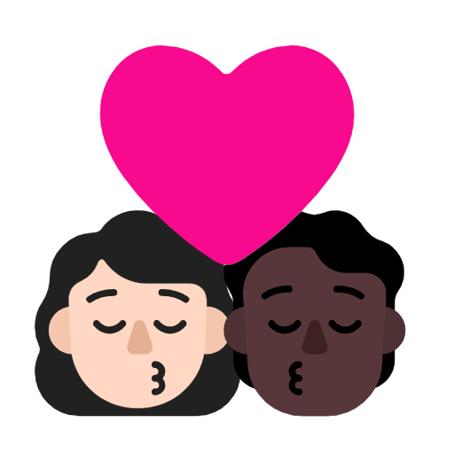 👩🏻‍❤️‍💋‍🧑🏿 Emoji sich küssendes Paar: Frau, Person, helle Hautfarbe, dunkle Hautfarbe Microsoft Windows 11 23H2.
