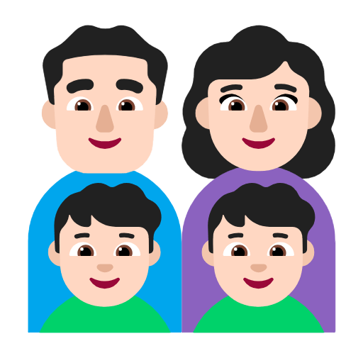 Emoji 👨🏻‍👩🏻‍👦🏻‍👦🏻 Famiglia - Uomo, Donna, Bambino, Bambino: Carnagione Chiara su Microsoft Windows 11 23H2.