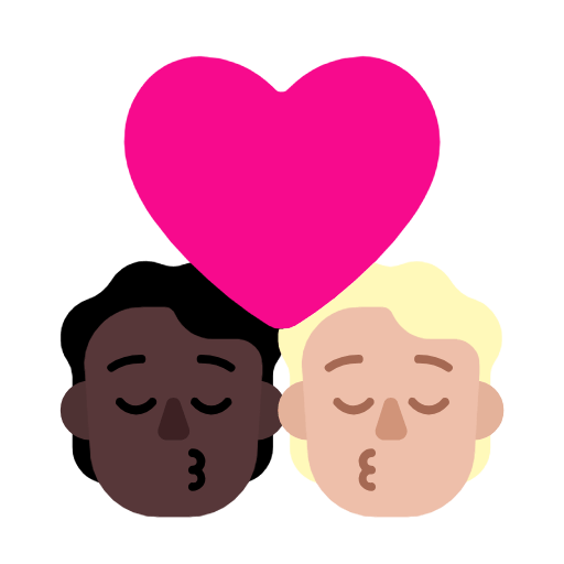 Emoji 🧑🏿‍❤️‍💋‍🧑🏼 Bacio Tra Coppia: persona, persona, Carnagione Scura, Carnagione Abbastanza Chiara su Microsoft Windows 11 23H2.