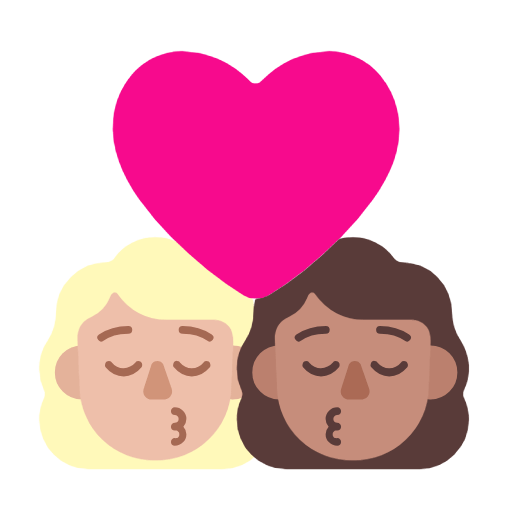 👩🏼‍❤️‍💋‍👩🏽 Emoji sich küssendes Paar - Frau: mittelhelle Hautfarbe, Frau: mittlere Hautfarbe Microsoft Windows 11 23H2.