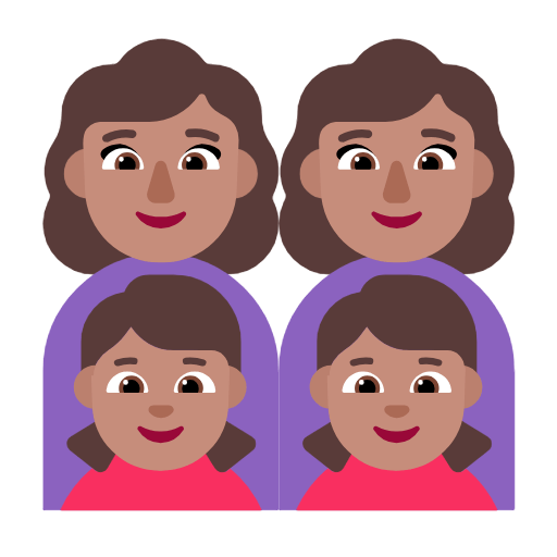 👩🏽‍👩🏽‍👧🏽‍👧🏽 Emoji Familie - Frau, Frau, Mädchen, Mädchen: mittlere Hautfarbe Microsoft Windows 11 23H2.