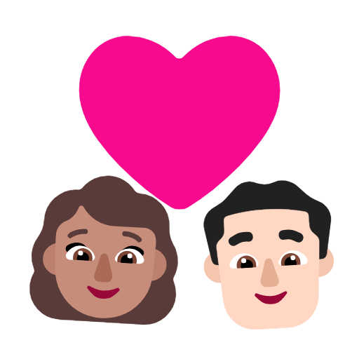 Emoji 👩🏽‍❤️‍👨🏻 Coppia Con Cuore - Donna: Carnagione Olivastra, Uomo: Carnagione Chiara su Microsoft Windows 11 23H2.